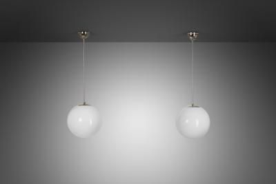  Idman Oy Pair of Paavo Tynell Model 1602 Pendant Lamps for Idman Finland 1950s