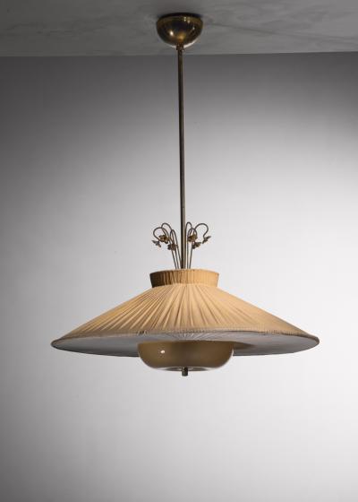  Idman Oy Scandinavian Modern fabric and glass pendant lamp by Gunnel Nyman for Idman