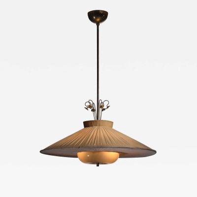  Idman Oy Scandinavian Modern fabric and glass pendant lamp by Gunnel Nyman for Idman