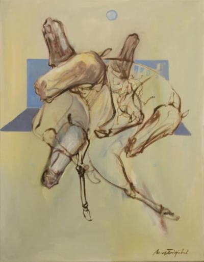  Igor Bogojevic Abstract Horse Oil on Canvas Painting Titled Moonlight Sonata Signed by Artist
