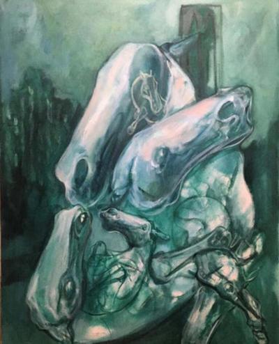  Igor Bogojevic Green Dreams in a Grey City Oil on Canvas