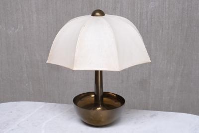  Il Punto Sculptural Il Punto la Bottega Brass Table Lamp with Umbrella Shade Italy 1970s