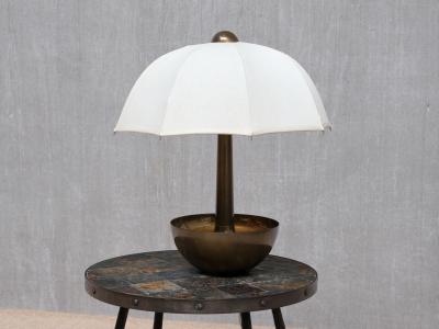  Il Punto Sculptural Il Punto la Bottega Brass Table Lamp with Umbrella Shade Italy 1970s