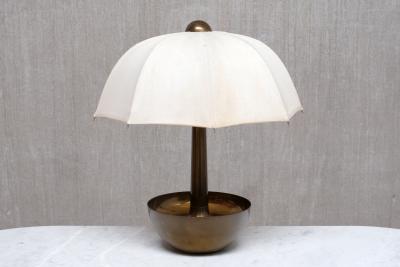  Il Punto Sculptural Il Punto la Bottega Brass Table Lamp with Umbrella Shade Italy 1970s