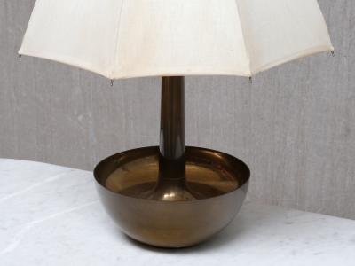  Il Punto Sculptural Il Punto la Bottega Brass Table Lamp with Umbrella Shade Italy 1970s