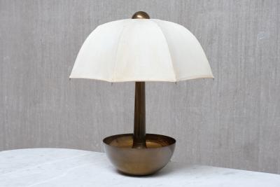  Il Punto Sculptural Il Punto la Bottega Brass Table Lamp with Umbrella Shade Italy 1970s