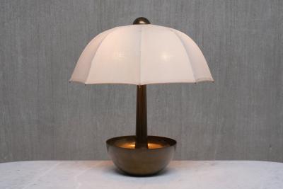  Il Punto Sculptural Il Punto la Bottega Brass Table Lamp with Umbrella Shade Italy 1970s