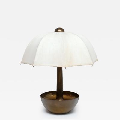  Il Punto Sculptural Il Punto la Bottega Brass Table Lamp with Umbrella Shade Italy 1970s
