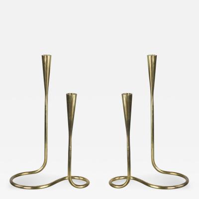  Illums Bolighus Pair of Danish Brass Candlesticks by Illums Bolighus