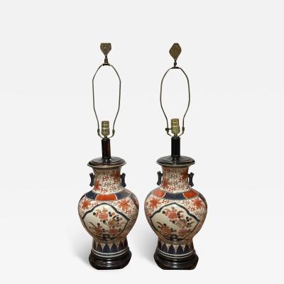  Imari Porcelain Pair of Antique Imari Pottery Ginger Jar Chinoiserie Table Lamps