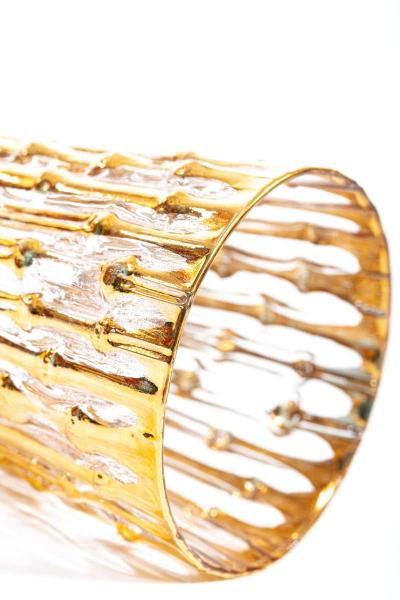  Imperial Glass Company Midcentury 22 Karat Hand Painted Bamboo Rocks Glasses Set of 6 circa 1965