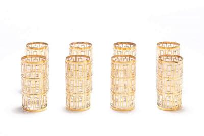  Imperial Glass Company Vintage Imperial Glass Co Shoji Highball Glasses 22 Karat Gold 1960s Set of 8