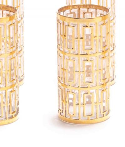  Imperial Glass Company Vintage Imperial Glass Co Shoji Highball Glasses 22 Karat Gold 1960s Set of 8