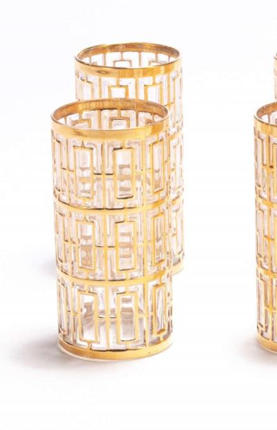  Imperial Glass Company Vintage Imperial Glass Co Shoji Highball Glasses 22 Karat Gold 1960s Set of 8