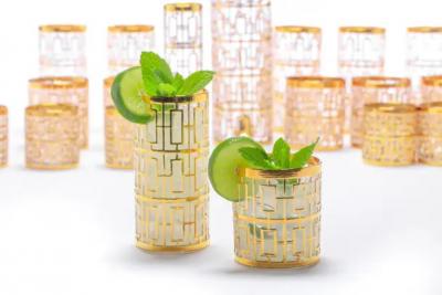  Imperial Glass Company Vintage Imperial Glass Co Shoji Highball Glasses 22 Karat Gold 1960s Set of 8