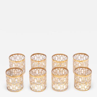  Imperial Glass Company Vintage Imperial Glass Co Shoji Rocks Glasses 22 Karat Gold 1960s Set of 8