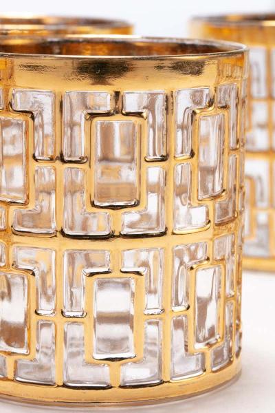  Imperial Glass Company Vintage Imperial Glass Co Shoji Rocks Glasses 22 Karat Gold 1960s Set of 8