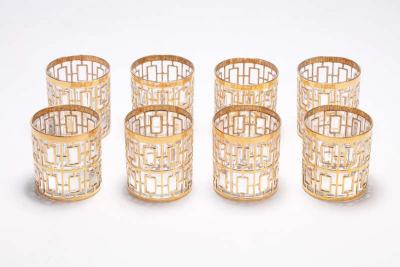  Imperial Glass Company Vintage Imperial Glass Co Shoji Rocks Glasses 22 Karat Gold 1960s Set of 8