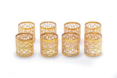  Imperial Glass Company Vintage Imperial Glass Co Shoji Rocks Glasses 22 Karat Gold 1960s Set of 8