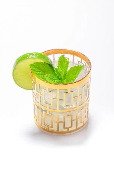  Imperial Glass Company Vintage Imperial Glass Co Shoji Rocks Glasses 22 Karat Gold 1960s Set of 8