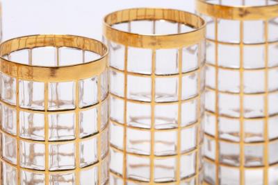  Imperial Glass Company Vintage Imperial Glass Co Toril de Oro Highball Glasses 22 Karat Gold Set of 8