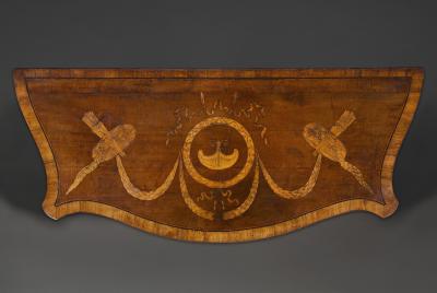  Ince Mayhew Mayhew Ince George III harewood and engraved boxwood marquetry serpentine two door commode
