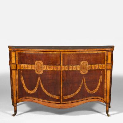  Ince Mayhew Mayhew Ince George III harewood and engraved boxwood marquetry serpentine two door commode