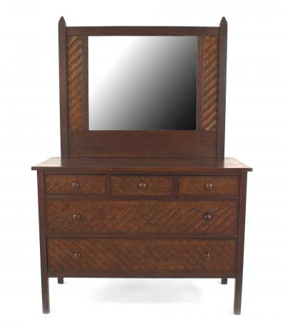  Indian Splint Mfg Co American Rustic Mission Oak Dresser with Mirror