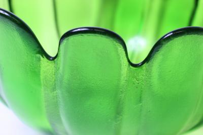  Indiana Art Glass Co Mid Century Green Stippled Glass Bowl by Indiana Art Glass Co 1960 USA
