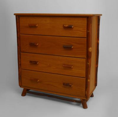  Indiana Willow Hickory Co 2 Rustic Old Hickory Oak Chests of 4 Drawers with Hickory Trim