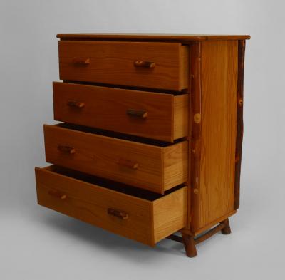  Indiana Willow Hickory Co 2 Rustic Old Hickory Oak Chests of 4 Drawers with Hickory Trim