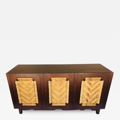  Industria Mueblera Mexico Edmond Spence Mahogany Sideboard Woven Sea Grass Faced Doors Industrial Mueblera