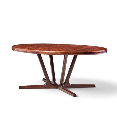  Interform Collection Interform Mid Century Rosewood Expanding Dining Table with 3 Leaves