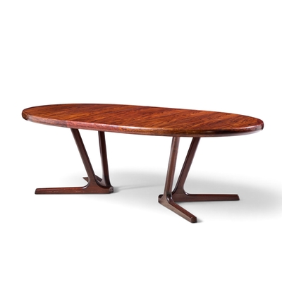  Interform Collection Interform Mid Century Rosewood Expanding Dining Table with 3 Leaves