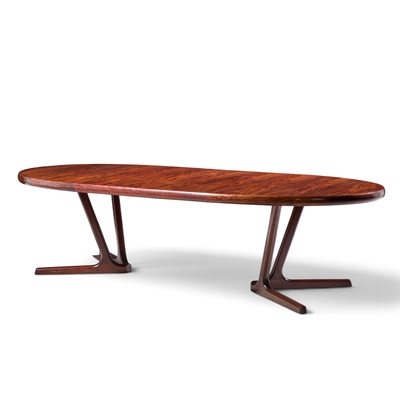  Interform Collection Interform Mid Century Rosewood Expanding Dining Table with 3 Leaves