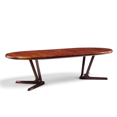  Interform Collection Interform Mid Century Rosewood Expanding Dining Table with 3 Leaves