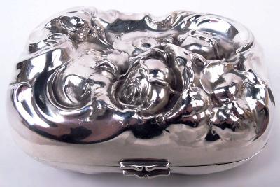  International Silver Co Antique American Victorian Sterling Silver Rosebud Soap Box