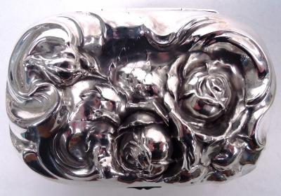  International Silver Co Antique American Victorian Sterling Silver Rosebud Soap Box