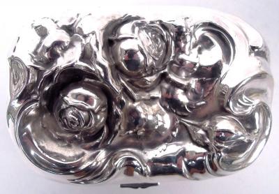  International Silver Co Antique American Victorian Sterling Silver Rosebud Soap Box