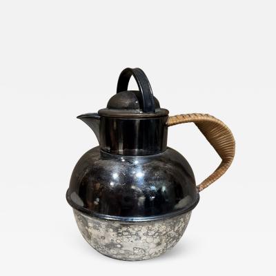  International Silver Co Antique Silver Plate Personal Tea Pot Jug Rattan Wrapped Handle EGW S
