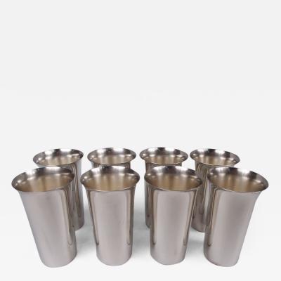  International Silver Co Set of 8 American Modern Sterling Silver Highball Bar Cups