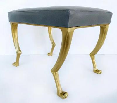  Ironies Ironies Cast Gilt Bronze Bench with Knees and Paw Feet