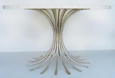  Ironies Ironies Silver Gilt Metal Table with Tessellated Bone Top