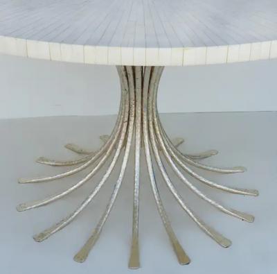  Ironies Ironies Silver Gilt Metal Table with Tessellated Bone Top
