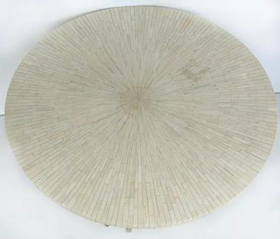  Ironies Ironies Tessellated Bone Sunburst Top Dining Table with Silver Gilt Metal Base