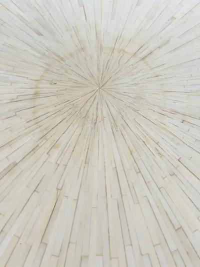  Ironies Ironies Tessellated Bone Sunburst Top Dining Table with Silver Gilt Metal Base