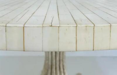  Ironies Ironies Tessellated Bone Sunburst Top Dining Table with Silver Gilt Metal Base