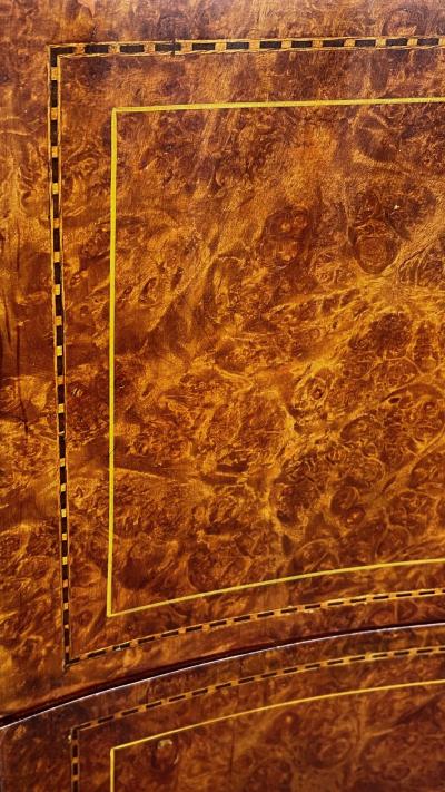  Irwin Furniture Quality art deco rosewood and burl walnut 3 drawer chest by Irwin Furniture