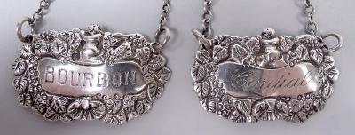 Israel Freeman Son Ltd Set of 6 Traditional English Sterling Silver Liquor Tags 1937