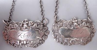  Israel Freeman Son Ltd Set of 6 Traditional English Sterling Silver Liquor Tags 1937